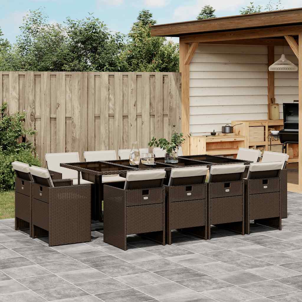 13-delige Tuinset met kussens poly rattan bruin is nu te koop bij PeponiXL, paradijselijk wonen!