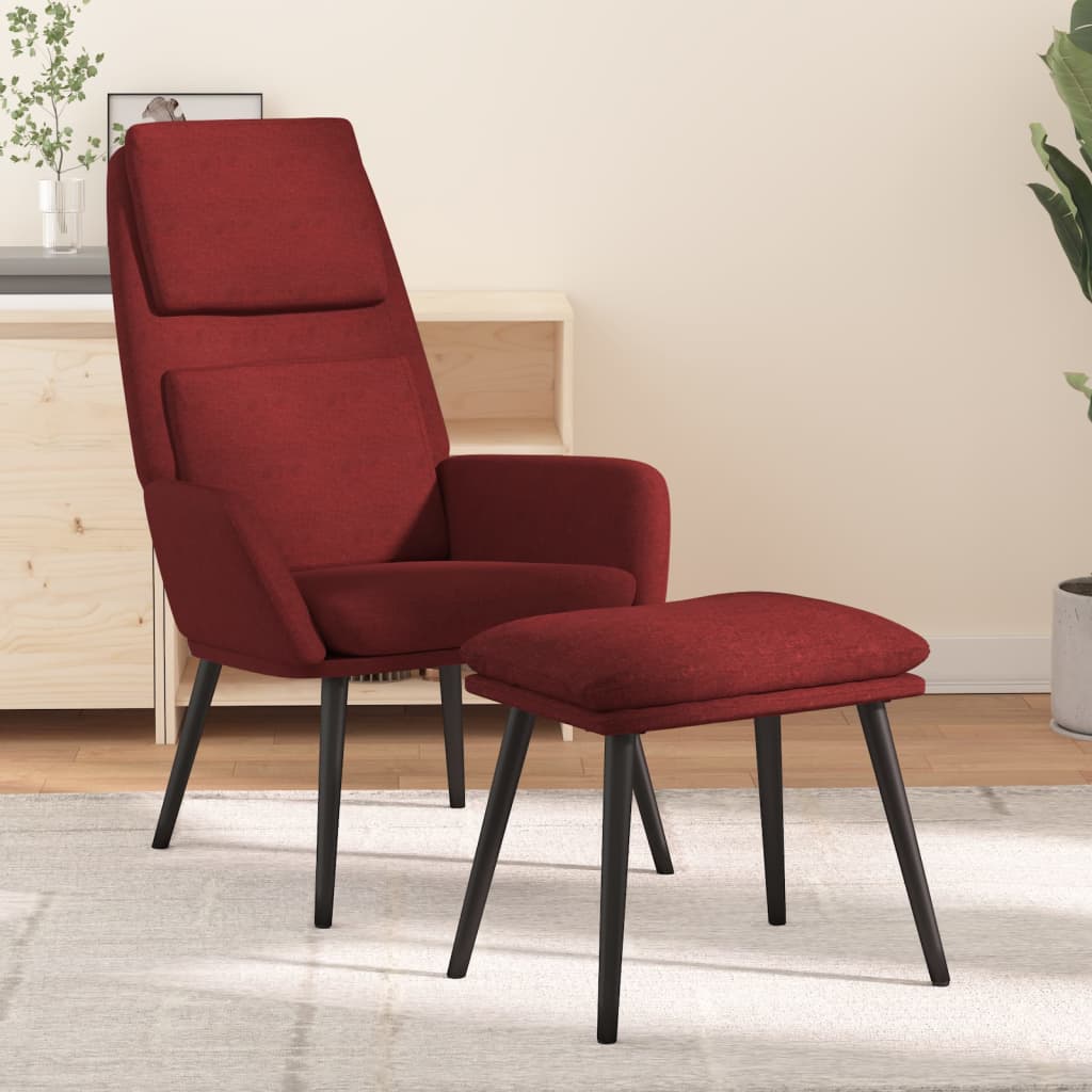 Relaxstoel met voetenbank stof wijnrood is nu te koop bij PeponiXL, paradijselijk wonen!