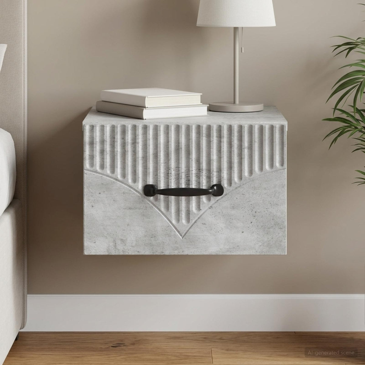 Wandbeugel Bedkast Betongrijs 34,5 x 33 x 20 cm Bewerkt hout is nu te koop bij PeponiXL, paradijselijk wonen!