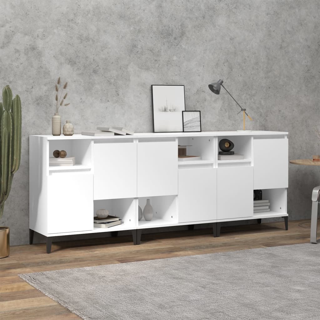 Dressoirs 3 st 60x35x70 cm bewerkt hout wit is nu te koop bij PeponiXL, paradijselijk wonen!