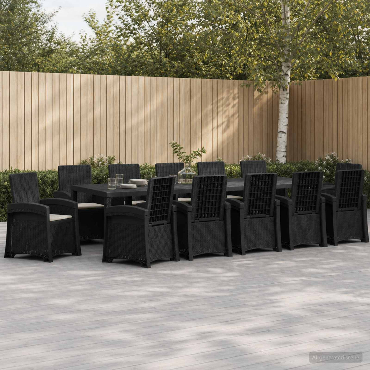 Tuin eettafelset 14 st Anthraciet en Lichtgrijs PP is nu te koop bij PeponiXL, paradijselijk wonen!