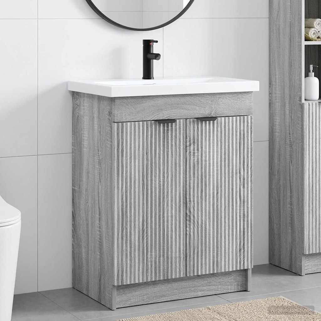 Badkamermeubelset Grijs Sonoma 78,5 x 37,5 x 81 cm Bewerkt hout is nu te koop bij PeponiXL, paradijselijk wonen!