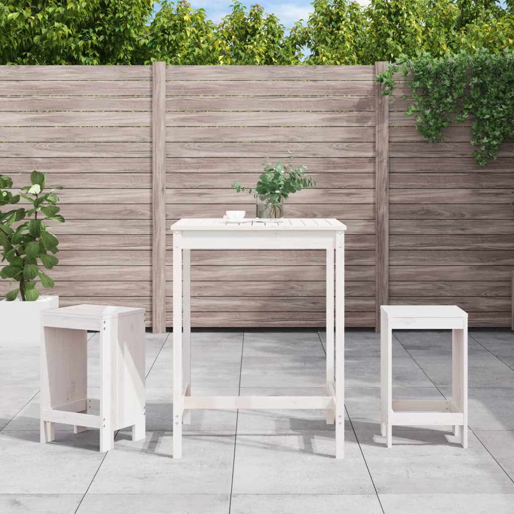 3-delige Barset massief grenenhout wit is nu te koop bij PeponiXL, paradijselijk wonen!