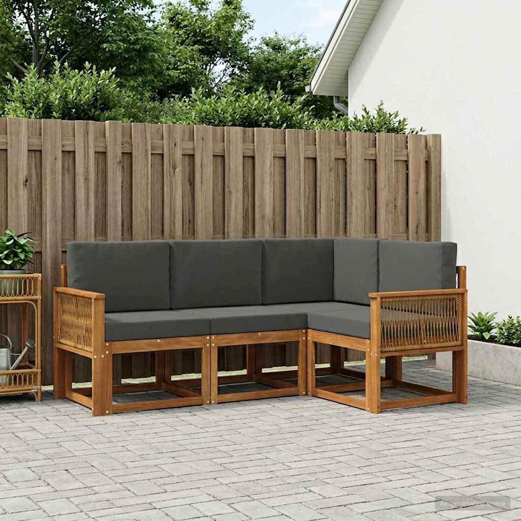 Buiten bankenset 4 pcs Natuurlijk en Antraciet Polyester is nu te koop bij PeponiXL, paradijselijk wonen!