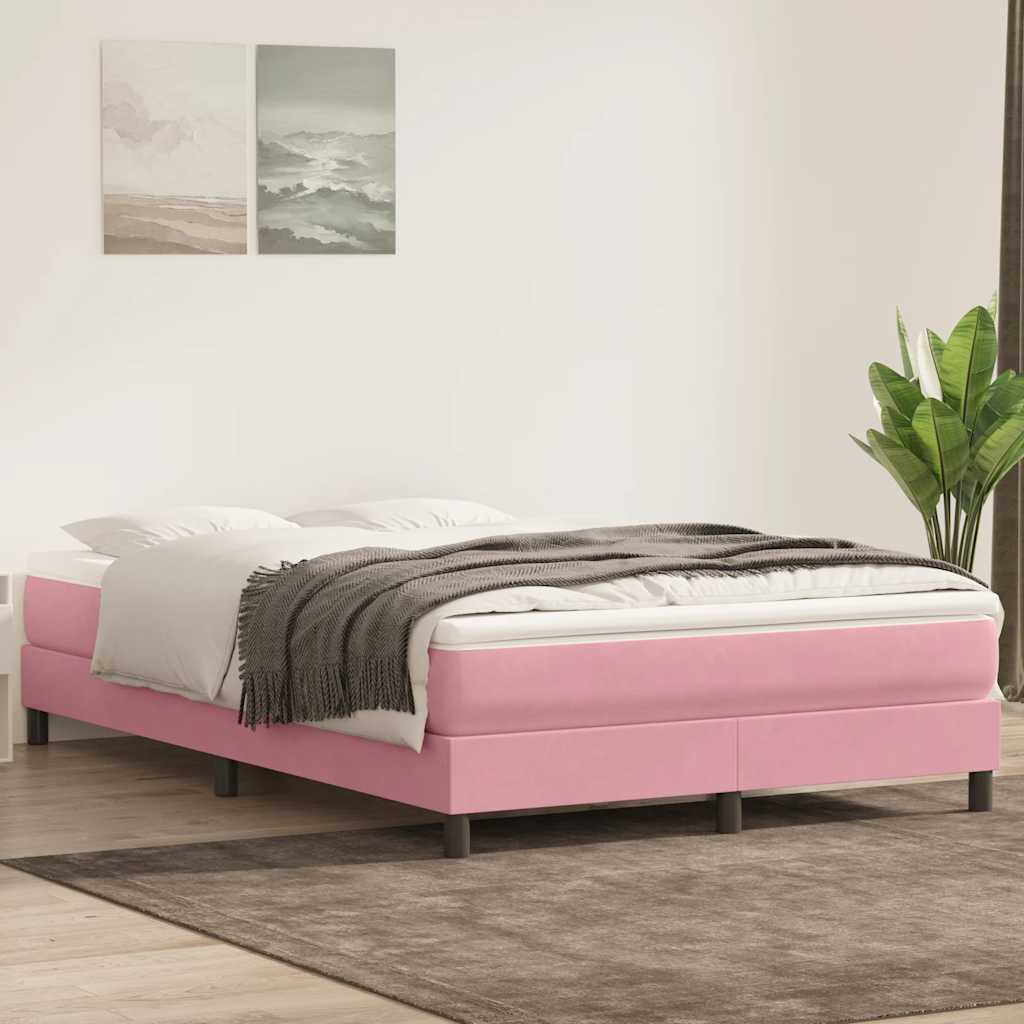 Boxspring zonder matras fluweel roze 160x220 cm is nu te koop bij PeponiXL, paradijselijk wonen!