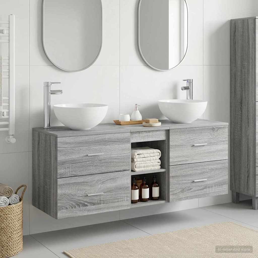 Badkamerkastenset 3 st Grijs Sonoma 49,5 x 35 x 63 cm is nu te koop bij PeponiXL, paradijselijk wonen!