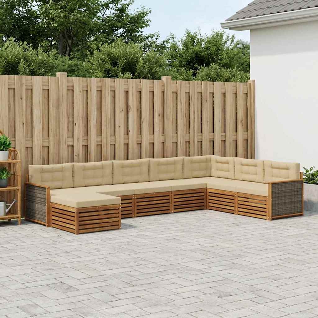 Buiten bankenset met kussen 8 pcs Natuurlijk en Beige is nu te koop bij PeponiXL, paradijselijk wonen!