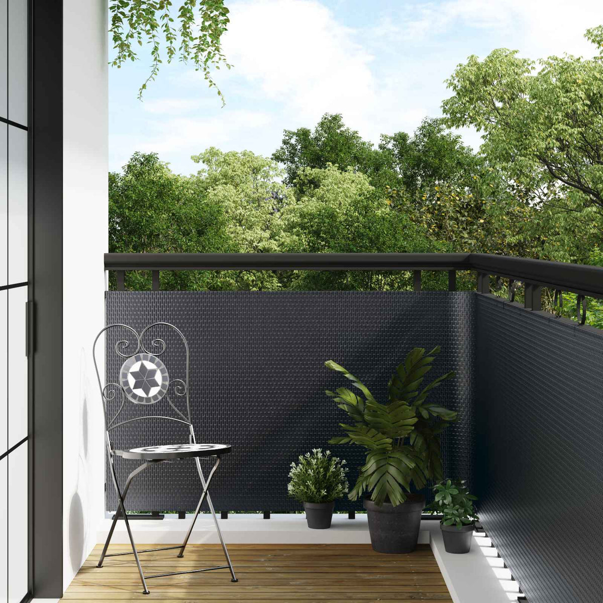 Balkon Scherm Donkergrijs 600 x 90 cm poly rattan is nu te koop bij PeponiXL, paradijselijk wonen!