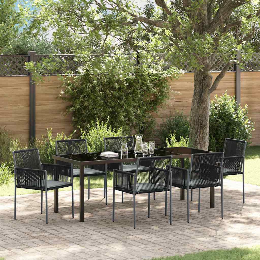 Tuin eettafelset 7 pcs Zwart PE Rattan is nu te koop bij PeponiXL, paradijselijk wonen!