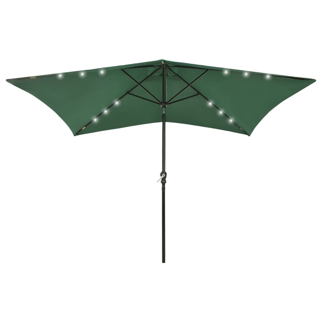 Parasol met LED's en stalen paal 2x3 m groen is nu te koop bij PeponiXL, paradijselijk wonen!