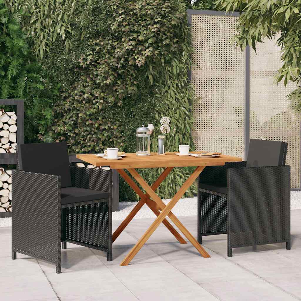 3-delige Tuinset met kussens zwart is nu te koop bij PeponiXL, paradijselijk wonen!