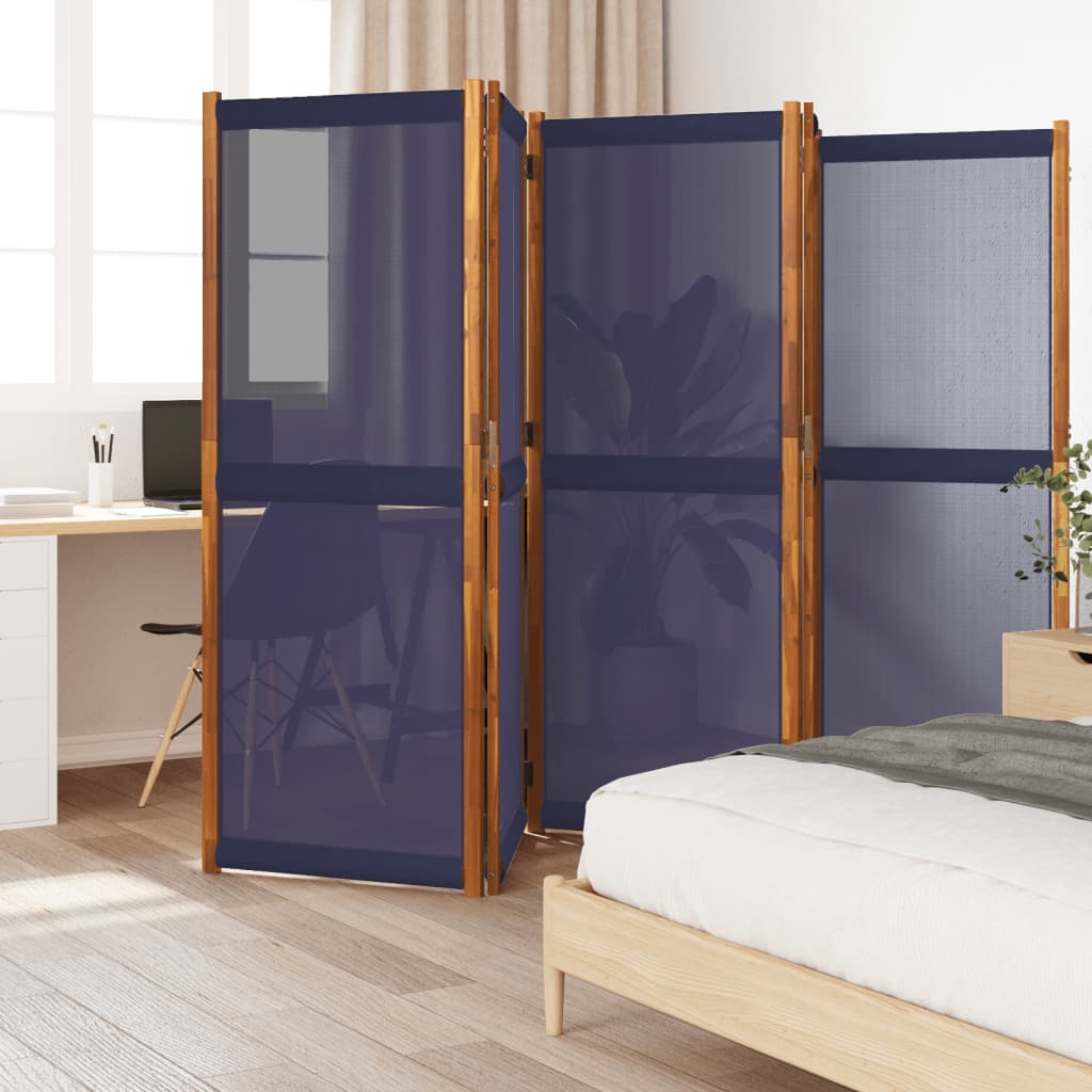 Kamerscherm met 5 panelen 350x180 cm donkerblauw is nu te koop bij PeponiXL, paradijselijk wonen!