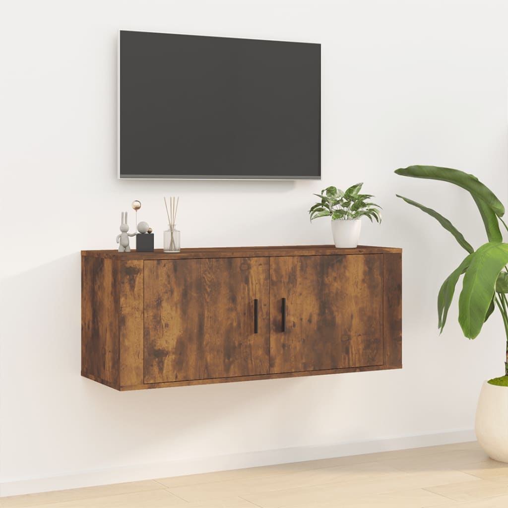 Tv-wandmeubel 100x34,5x40 cm gerookt eikenkleurig is nu te koop bij PeponiXL, paradijselijk wonen!