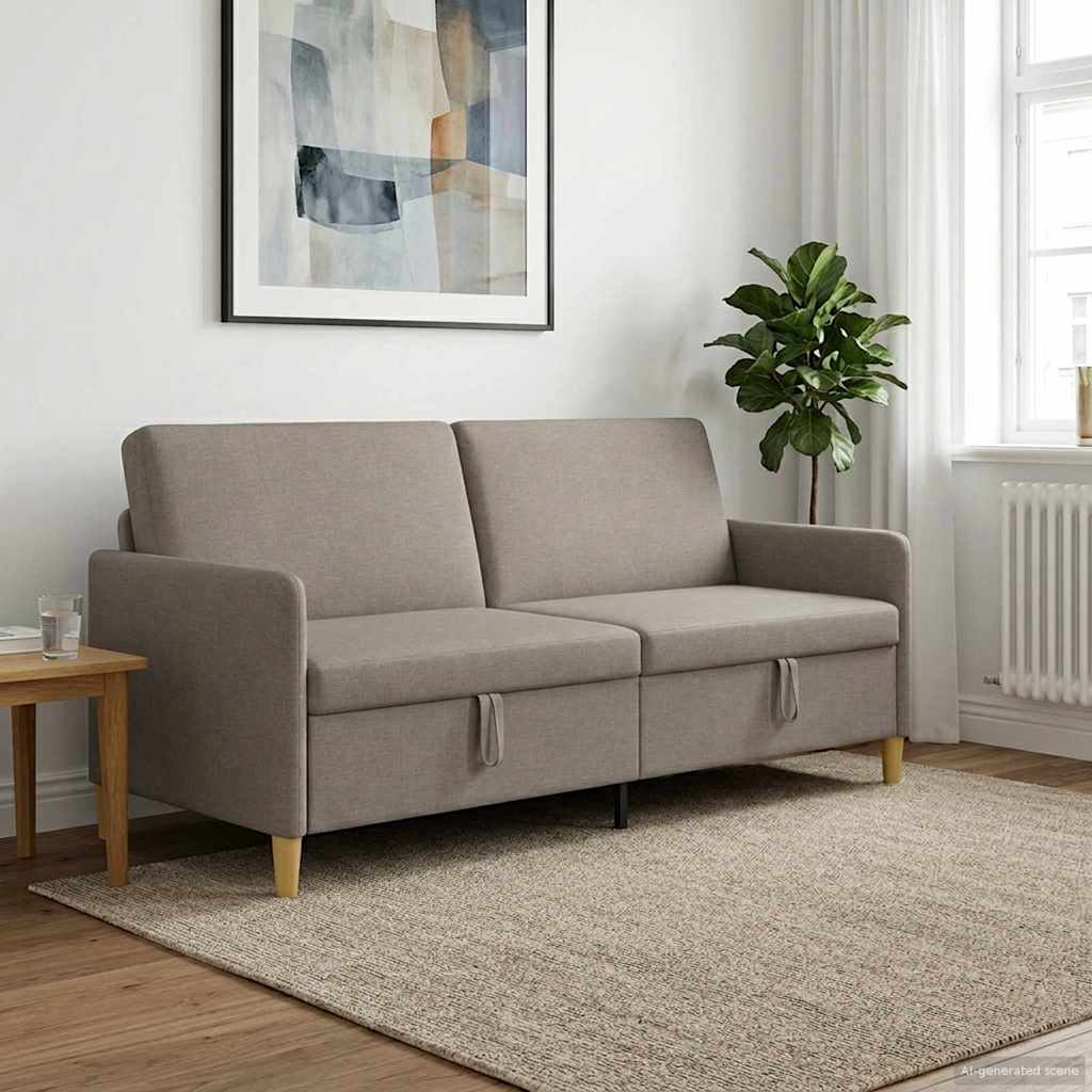 Bank met opslag Taupe 192 x 78 x 87 cm Polyester is nu te koop bij PeponiXL, paradijselijk wonen!