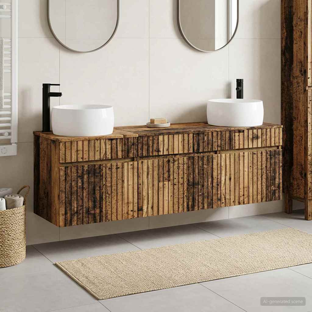 Badkamerkastenset 3 st Oud hout 49 x 44,5 x 66 cm Bewerkt hout is nu te koop bij PeponiXL, paradijselijk wonen!