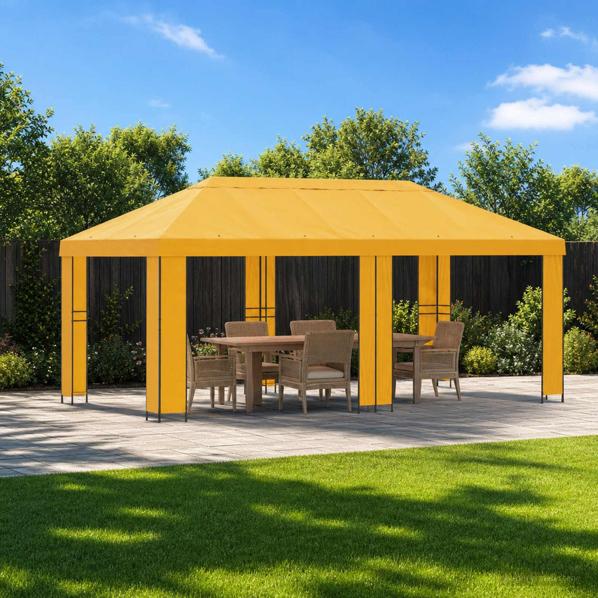 Tuinprieel 6 x 3 m Geel Polyester en staal 190 is nu te koop bij PeponiXL, paradijselijk wonen!