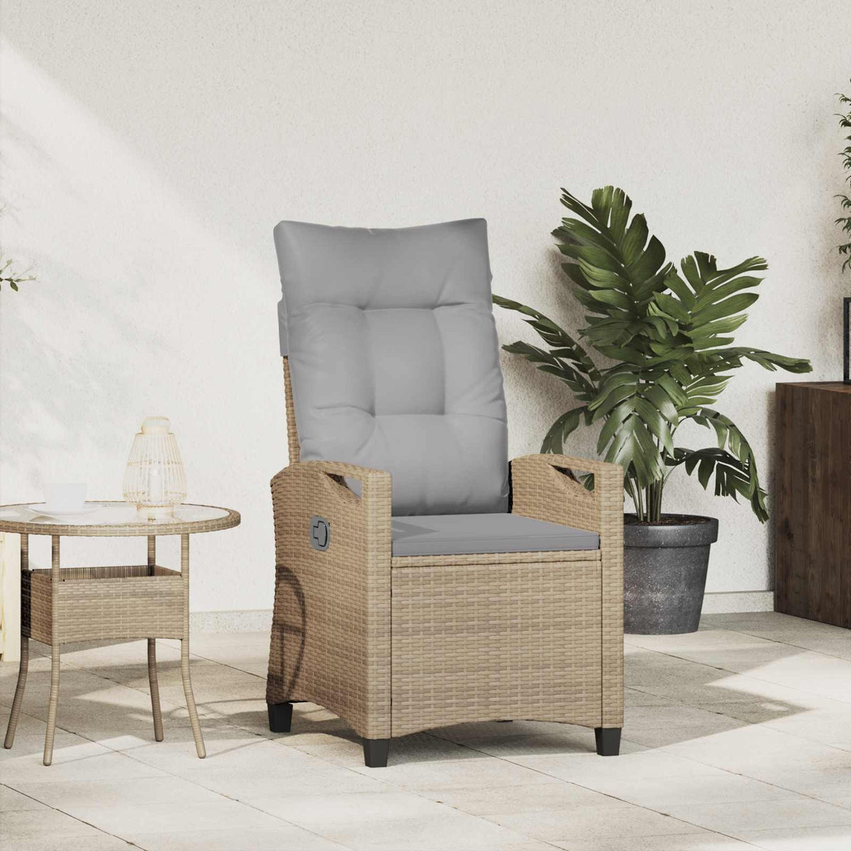 Verstelbare tuinstoel Beige en Licht Grijs 56 x 60 x 112 cm is nu te koop bij PeponiXL, paradijselijk wonen!