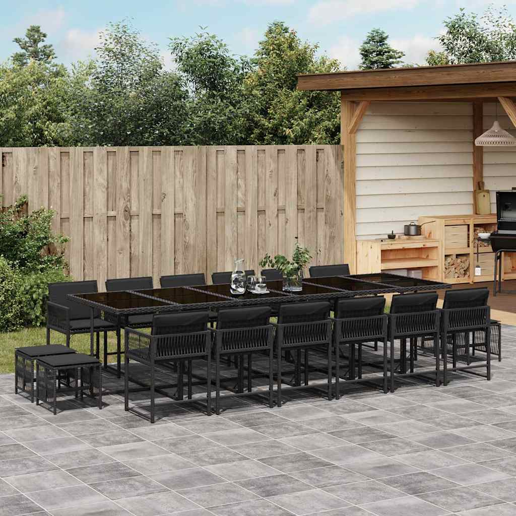 17-delige Tuinset met kussens poly rattan zwart is nu te koop bij PeponiXL, paradijselijk wonen!