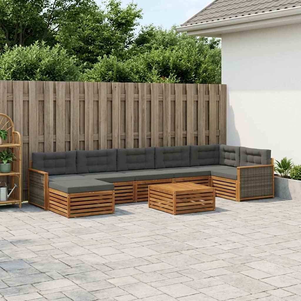 Buiten bankenset met kussen 8 pcs Natuurlijk en Antraciet is nu te koop bij PeponiXL, paradijselijk wonen!
