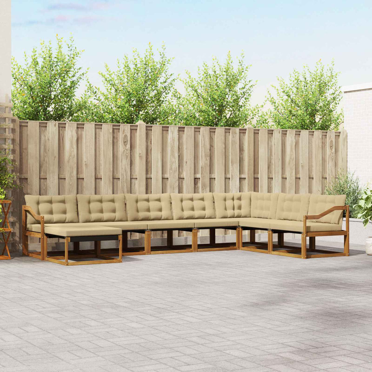 Buiten bankenset met kussen 8 pcs Natuurlijk en Beige is nu te koop bij PeponiXL, paradijselijk wonen!