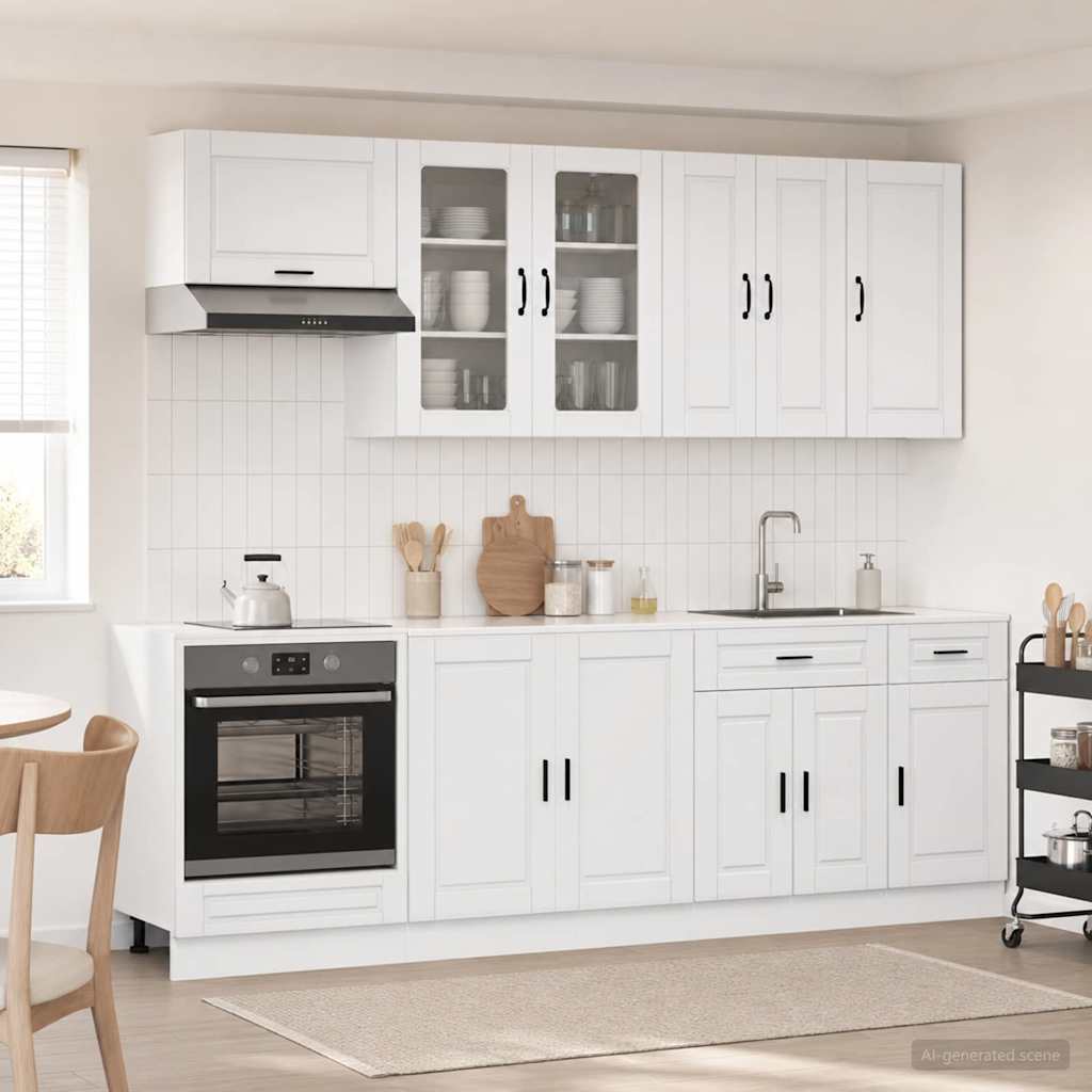 Keukenblok PORTO 8 pcs Hoogglans Wit Bewerkt hout is nu te koop bij PeponiXL, paradijselijk wonen!