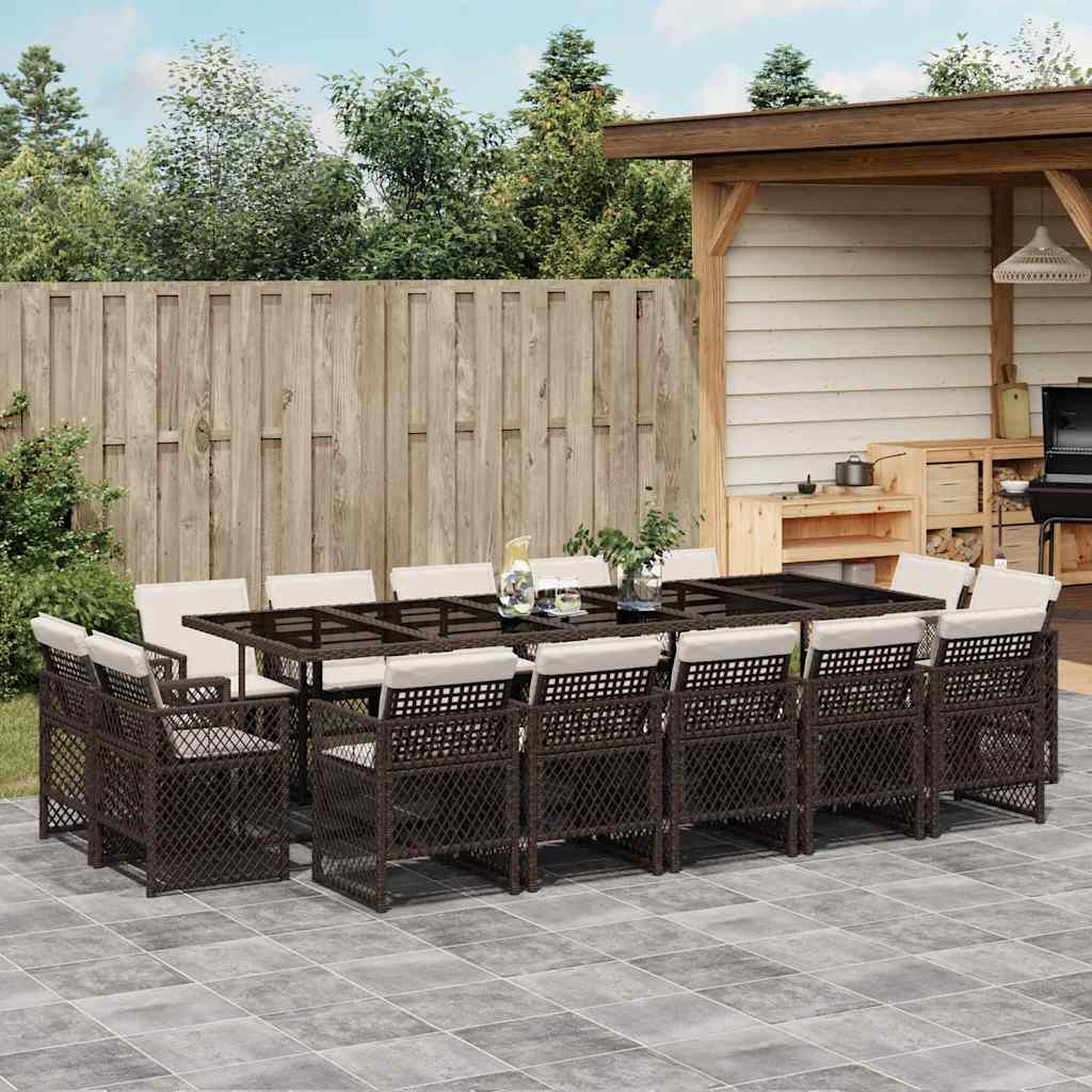 15-delige Tuinset met kussens poly rattan bruin is nu te koop bij PeponiXL, paradijselijk wonen!
