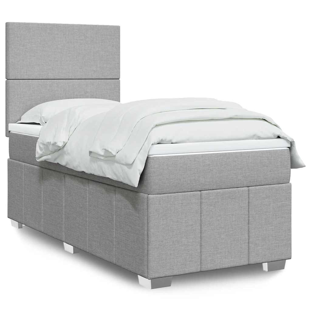 Boxspring met matras stof lichtgrijs 80x200 cm is nu te koop bij PeponiXL, paradijselijk wonen!