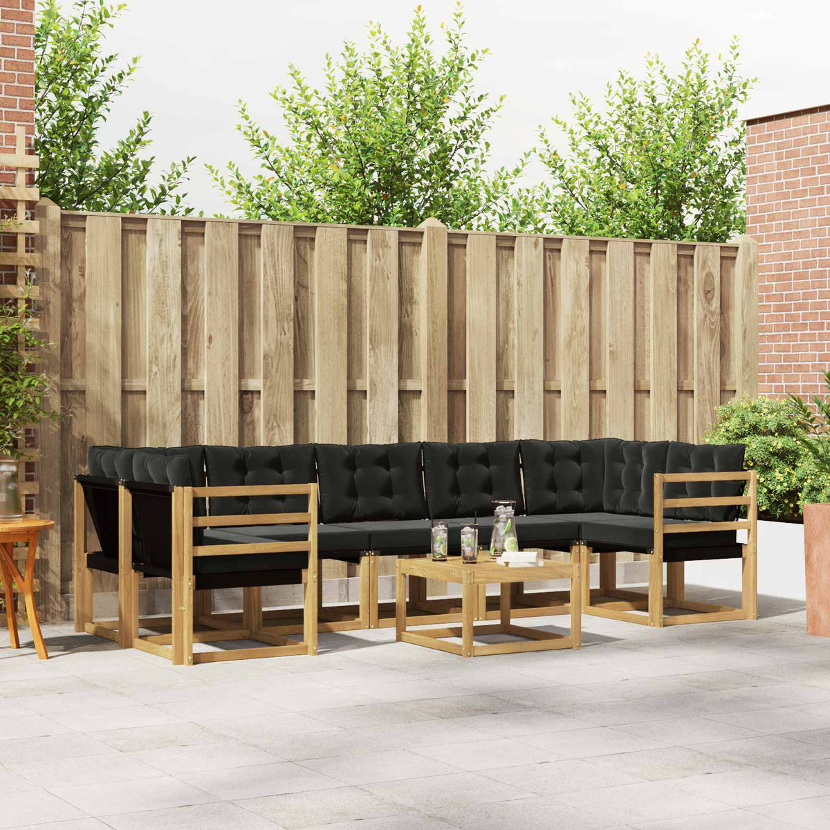 Buiten bankenset met kussen 8 pcs Wit en zwart is nu te koop bij PeponiXL, paradijselijk wonen!