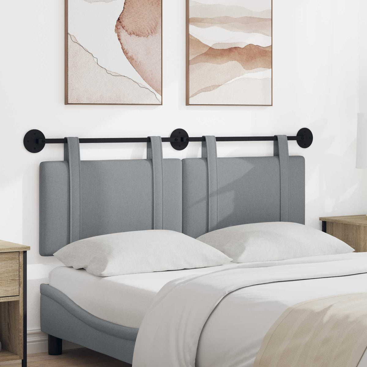 Hangend hoofdbord Lichtgrijs Stof is nu te koop bij PeponiXL, paradijselijk wonen!