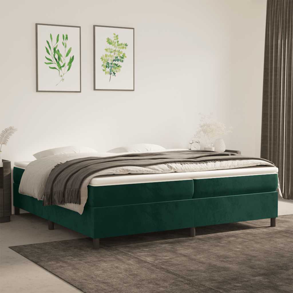 Boxspring met matras fluweel donkergroen 200x200 cm is nu te koop bij PeponiXL, paradijselijk wonen!