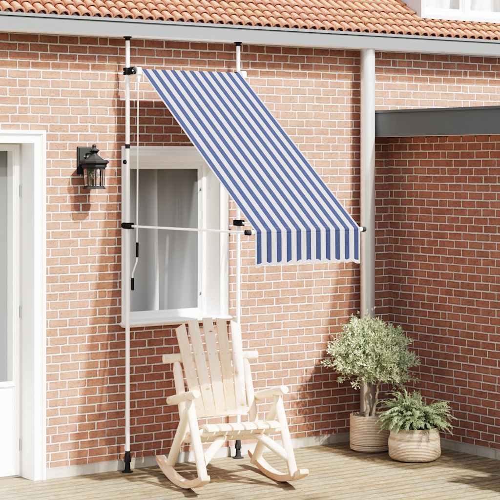 Luifel handmatig uittrekbaar 100 cm blauw en witte strepen is nu te koop bij PeponiXL, paradijselijk wonen!