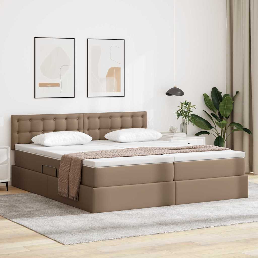 Opslag bed met matras Cappuccino 200 x 200 cm Nep Leer is nu te koop bij PeponiXL, paradijselijk wonen!