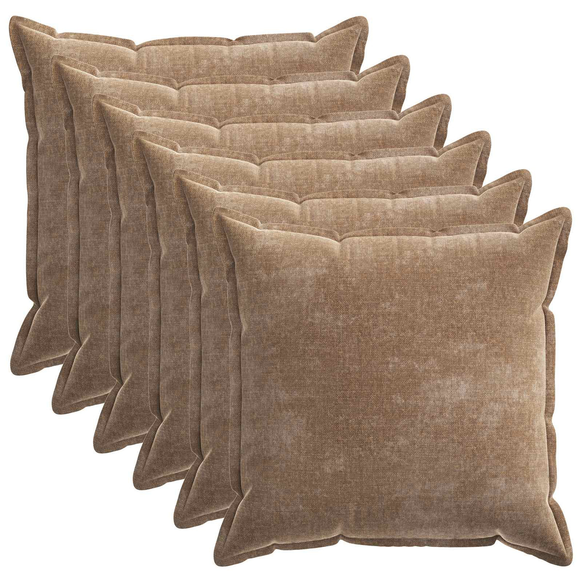 Kussensloop 6 st HOUTEN Bruin 80 x 80 cm Chenille Stof is nu te koop bij PeponiXL, paradijselijk wonen!