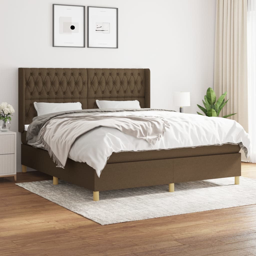 Boxspring met matras stof donkerbruin 180x200 cm is nu te koop bij PeponiXL, paradijselijk wonen!