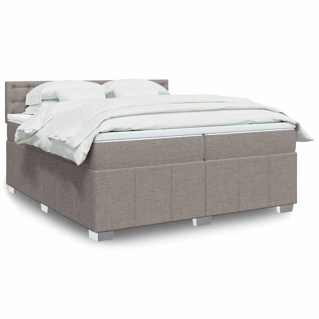 Boxspring met matras stof taupe 200x200 cm is nu te koop bij PeponiXL, paradijselijk wonen!