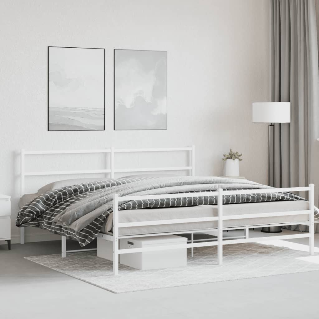 Bedframe met hoofd- en voeteneinde metaal wit 183x213 cm is nu te koop bij PeponiXL, paradijselijk wonen!