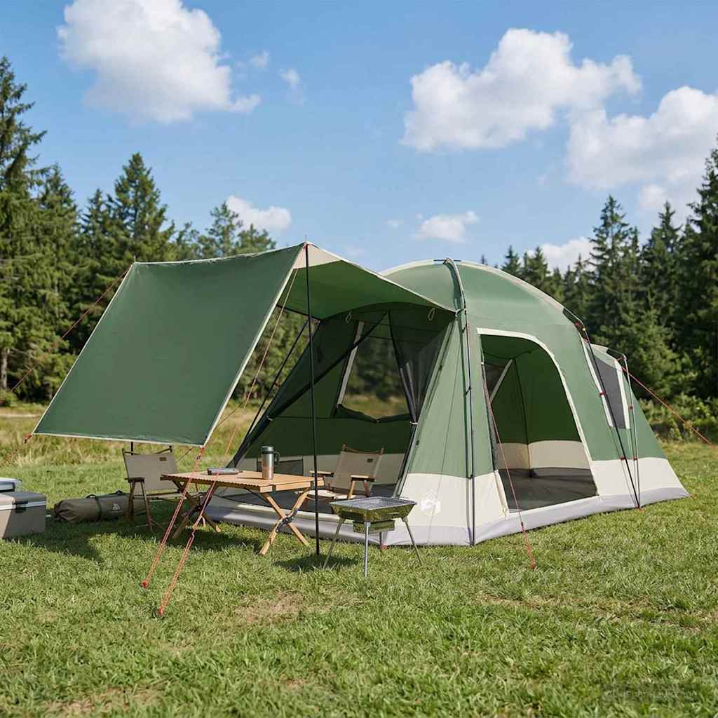 Huisje Tent met dak Groen 8-persoons Polyester en staal is nu te koop bij PeponiXL, paradijselijk wonen!