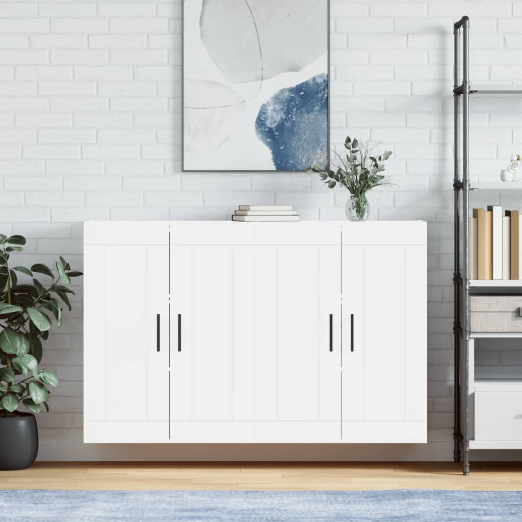 Hangkasten 2 st bewerkt hout wit is nu te koop bij PeponiXL, paradijselijk wonen!