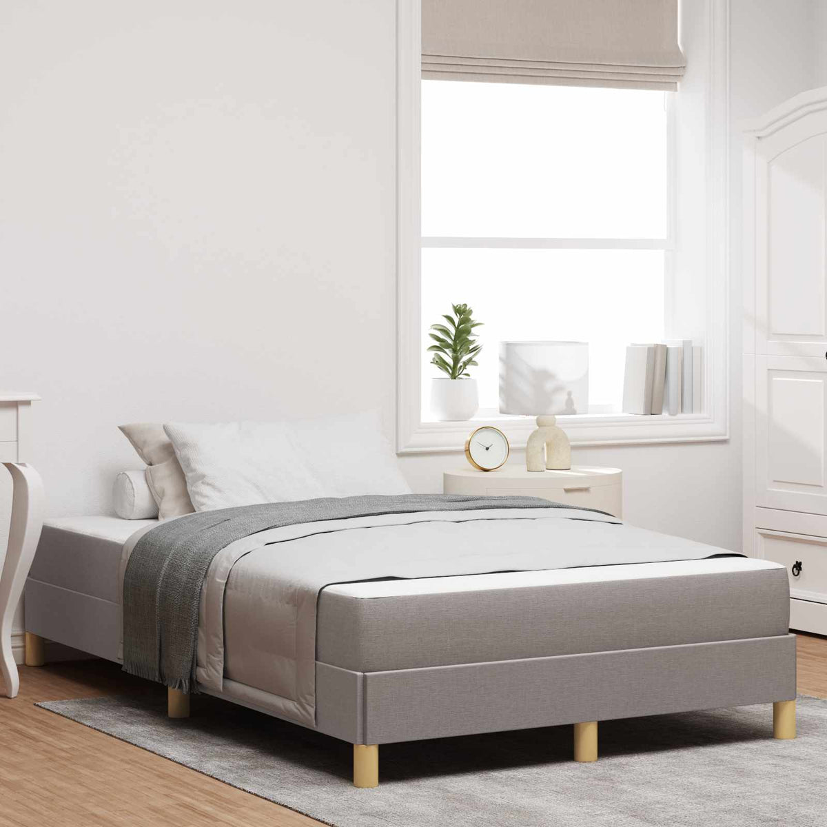 Boxspringbed met matras Taupe 120 x 200 cm Stof is nu te koop bij PeponiXL, paradijselijk wonen!
