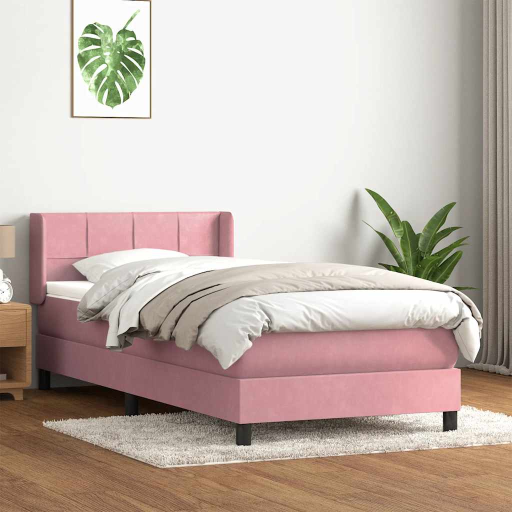 Boxspring met matras fluweel roze 80x220 cm is nu te koop bij PeponiXL, paradijselijk wonen!