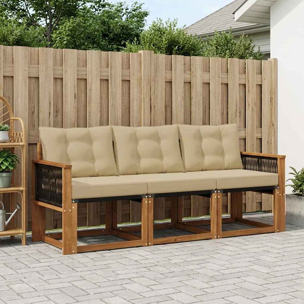 Buiten bankenset met kussen 3 pcs Natuurlijk en Beige is nu te koop bij PeponiXL, paradijselijk wonen!