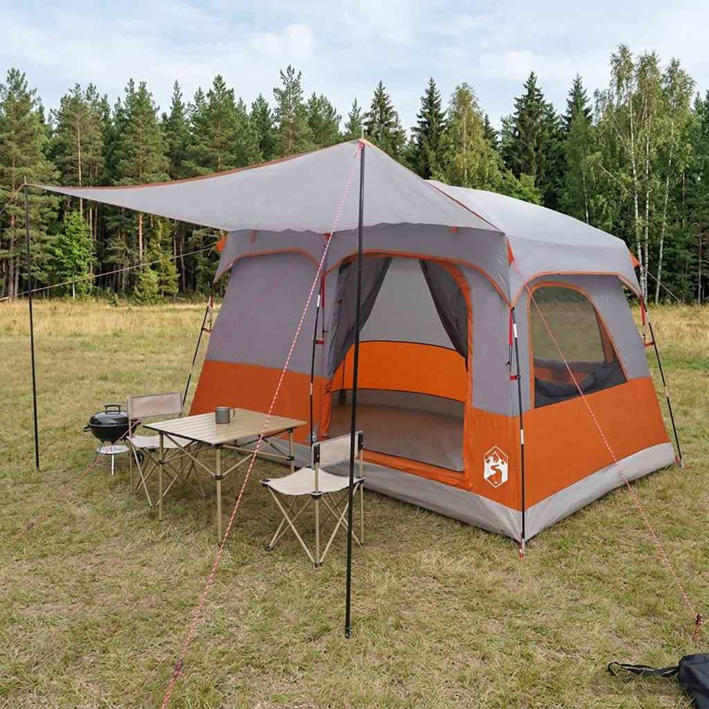 Gezinstent met dak Grijs en Oranje 380 x 260 x 190 cm Polyester is nu te koop bij PeponiXL, paradijselijk wonen!