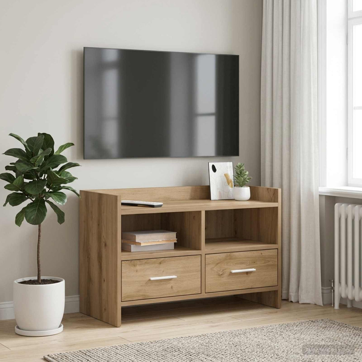 TV-kast 71,5 x 33 x 47 cm Artisanaal eiken Bewerkt hout is nu te koop bij PeponiXL, paradijselijk wonen!