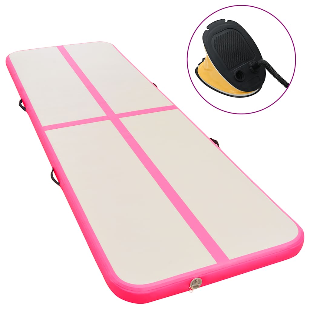 Gymnastiekmat met pomp opblaasbaar 700x100x10 cm PVC roze is nu te koop bij PeponiXL, paradijselijk wonen!
