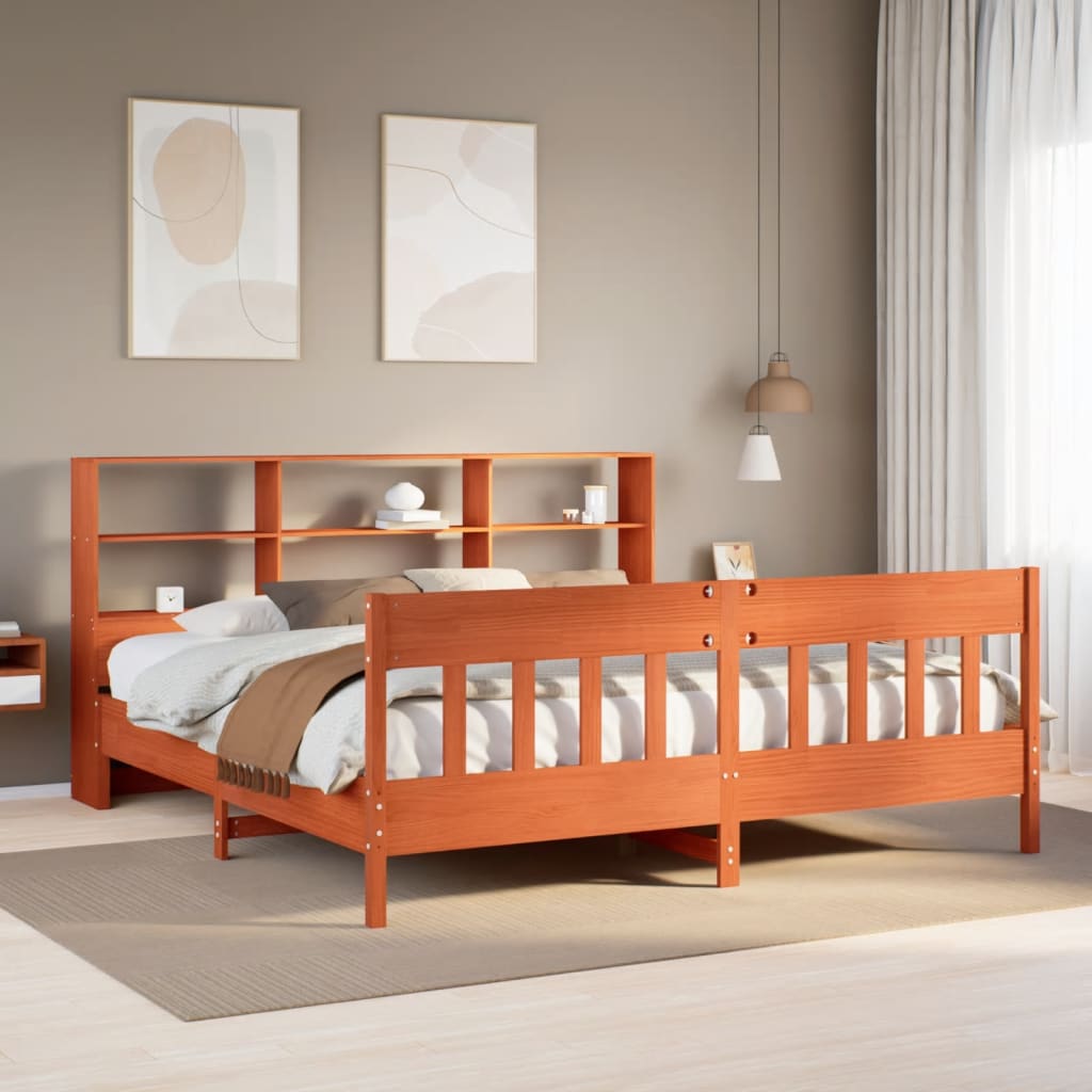 Bedframe zonder matras massief grenenhout wasbruin 200x200 cm is nu te koop bij PeponiXL, paradijselijk wonen!