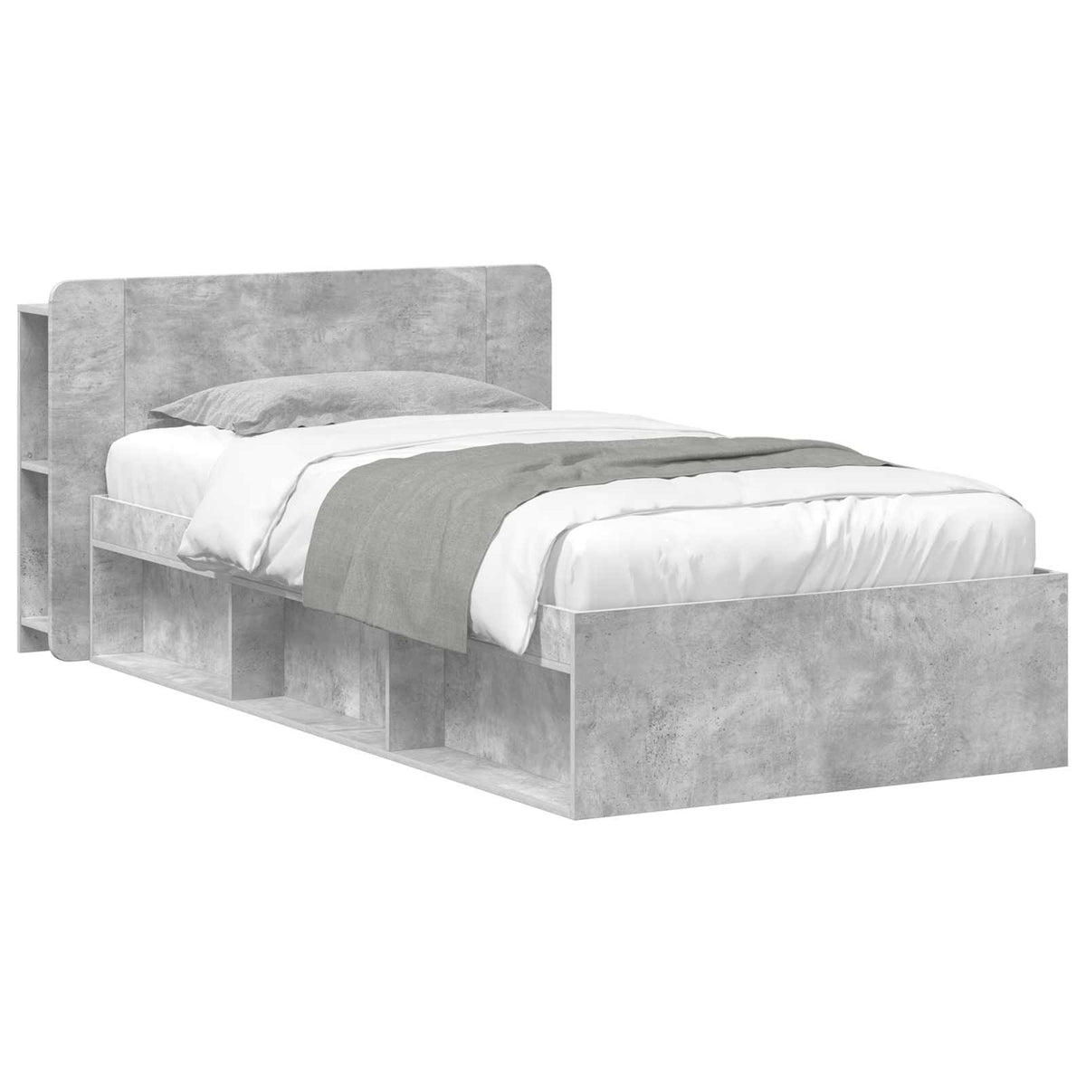 Bedframe met opslag Betongrijs 80 x 200 cm Bewerkt hout is nu te koop bij PeponiXL, paradijselijk wonen!