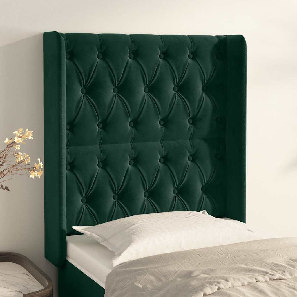 Hoofdbord met randen 83x16x118/128 cm fluweel groen is nu te koop bij PeponiXL, paradijselijk wonen!