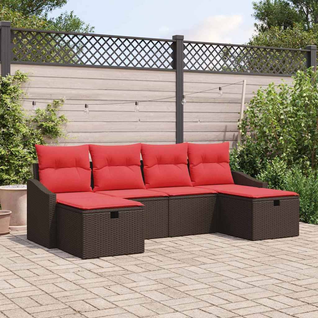 Tuin Sofa Set 6 st poly rattan is nu te koop bij PeponiXL, paradijselijk wonen!