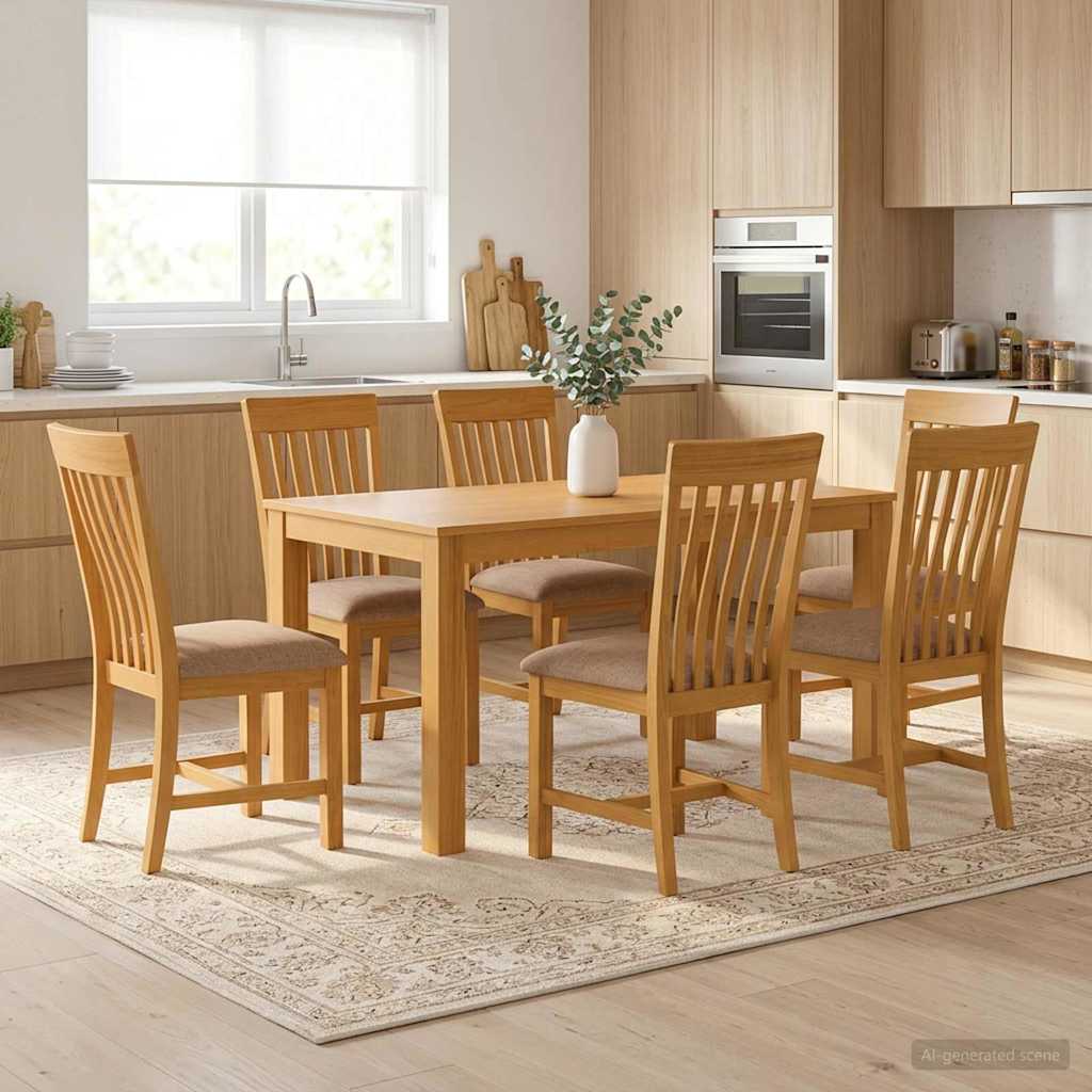 Eetkamerset 7 st Grijs Massief Eikenhout is nu te koop bij PeponiXL, paradijselijk wonen!