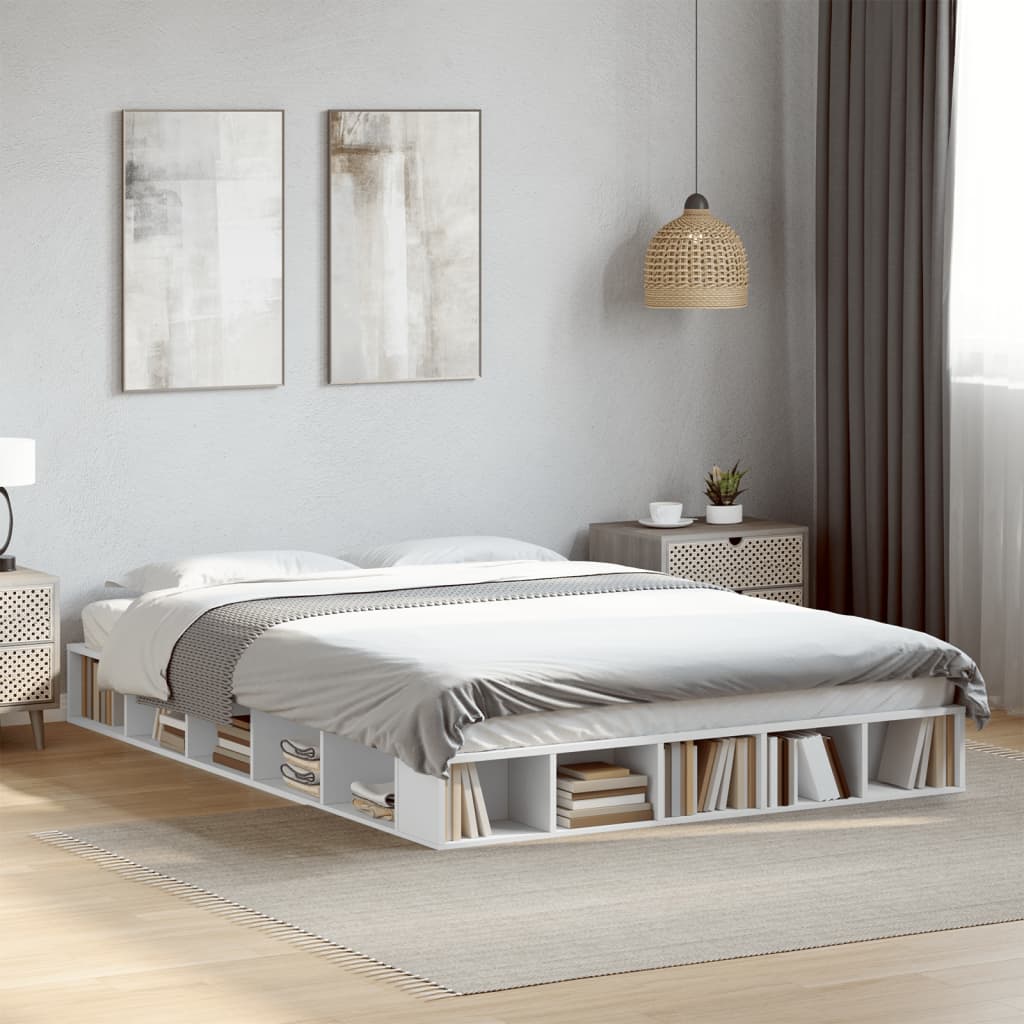 Bedframe bewerkt hout wit 150x200 cm is nu te koop bij PeponiXL, paradijselijk wonen!
